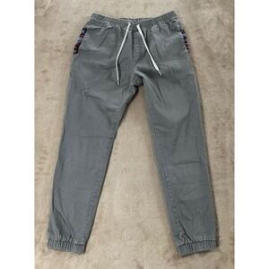 WOWIE Pants Mens size Medium Gray Drawstring Aztec Print Pockets